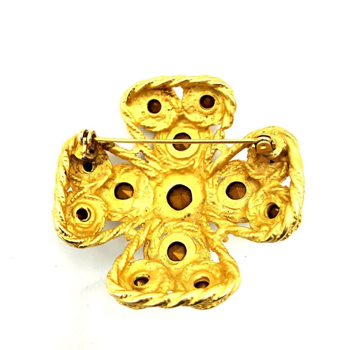 Gold Maltese Multi - Color Rhinestone Vintage Brooch - 24 Wishes Vintage Jewelry