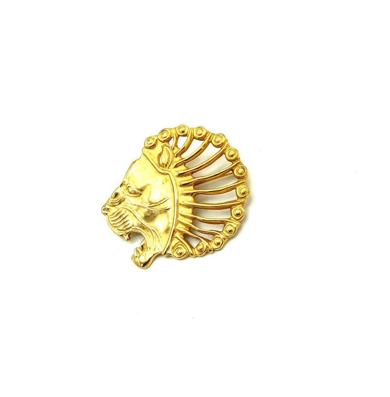 Gold Metropolitan Museum Art MMA Lion Head Brooch Pendant - 24 Wishes Vintage Jewelry