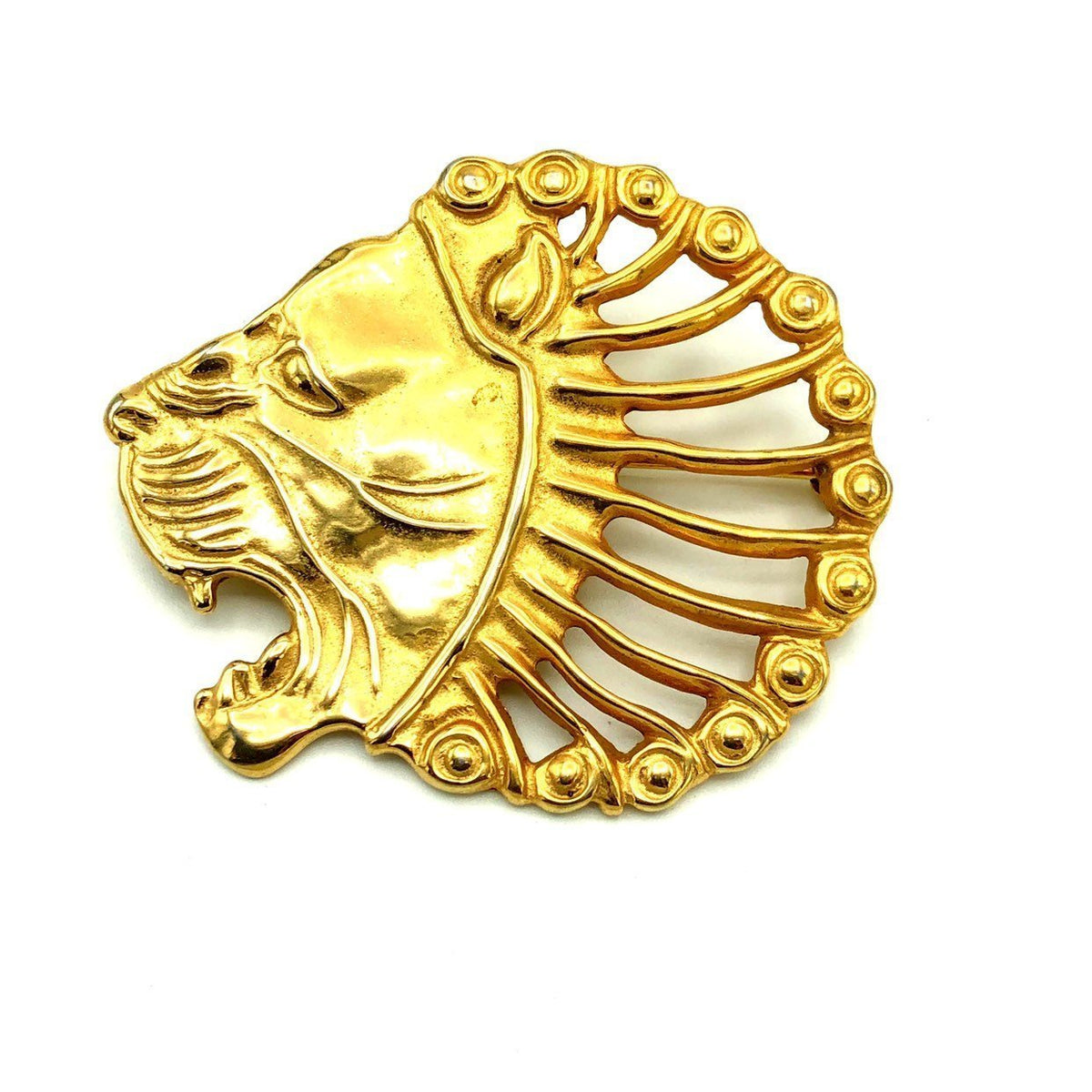 Gold Metropolitan Museum Art MMA Lion Head Brooch Pendant - 24 Wishes Vintage Jewelry