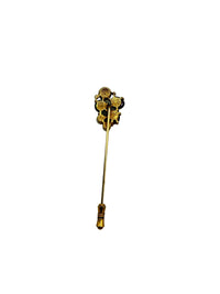 Gold Multi - Cabochon & Pearl Crystal Stick Pin - 24 Wishes Vintage Jewelry