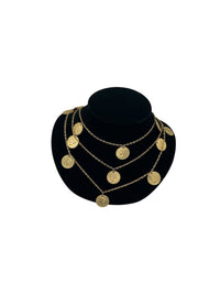 Gold Multi - Chain Coin Charm Vintage Necklace Necklaces & Pendants 24 Wishes Vintage Jewelry