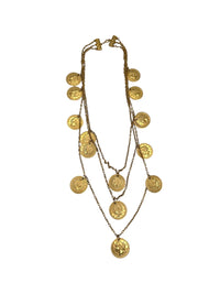 Gold Multi - Chain Coin Charm Vintage Necklace Necklaces & Pendants 24 Wishes Vintage Jewelry