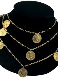 Gold Multi - Chain Coin Charm Vintage Necklace Necklaces & Pendants 24 Wishes Vintage Jewelry