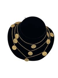Gold Multi - Chain Coin Charm Vintage Necklace Necklaces & Pendants 24 Wishes Vintage Jewelry