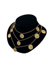 Gold Multi - Chain Coin Charm Vintage Necklace Necklaces & Pendants 24 Wishes Vintage Jewelry