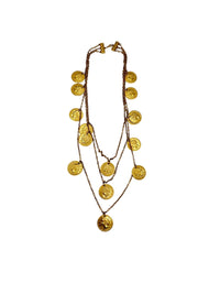 Gold Multi - Chain Coin Charm Vintage Necklace Necklaces & Pendants 24 Wishes Vintage Jewelry