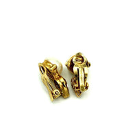 Gold Nina Ricci Classic Pearl & Rhinestone Vintage Clip - On Earrings - 24 Wishes Vintage Jewelry