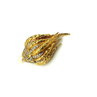Gold Organic Abstract Flower Pearl Vintage Rhinestone Brooch by D'Orlan - 24 Wishes Vintage Jewelry