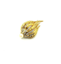 Gold Organic Abstract Flower Pearl Vintage Rhinestone Brooch by D'Orlan - 24 Wishes Vintage Jewelry