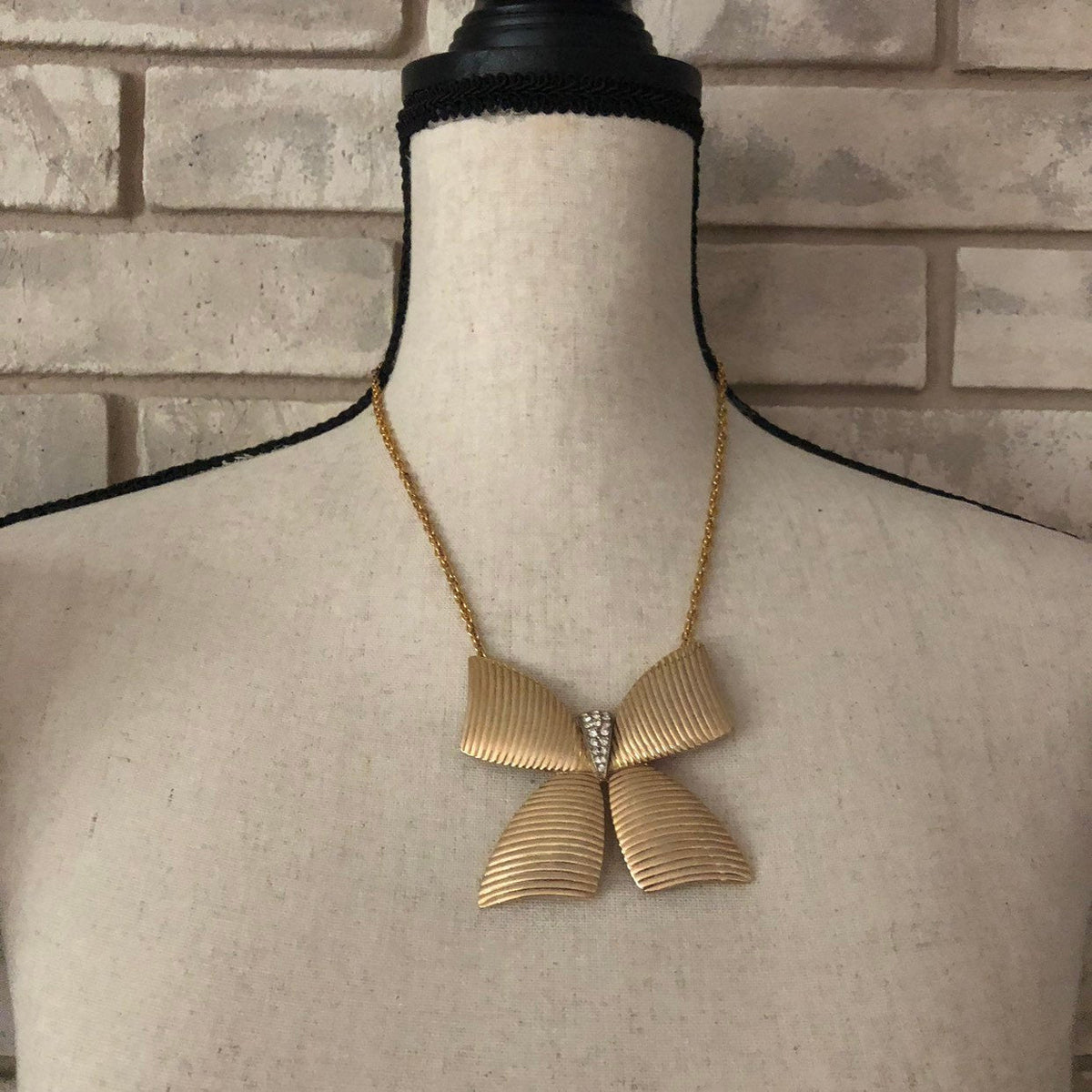 Gold Park Lane Large Bow Statement Pendant - 24 Wishes Vintage Jewelry