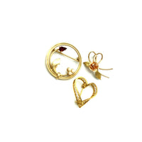 Gold Pearl Vintage Heart Brooch Scatter Pin Trio - 24 Wishes Vintage Jewelry