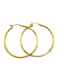 Gold Plated Sterling Silver Large Vintage Hoop Pierced Earrings - 24 Wishes Vintage Jewelry