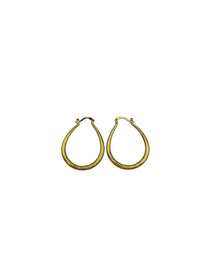 Gold Plated Sterling Silver Large Vintage Oblong Etched Hoop Pierced Earrings - 24 Wishes Vintage Jewelry