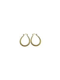 Gold Plated Sterling Silver Large Vintage Oblong Etched Hoop Pierced Earrings - 24 Wishes Vintage Jewelry