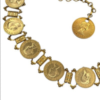 Gold Queen Elizabeth Coin Link Belt Vintage Book Chain Style Waist Chain Accessories 24 Wishes Vintage Jewelry