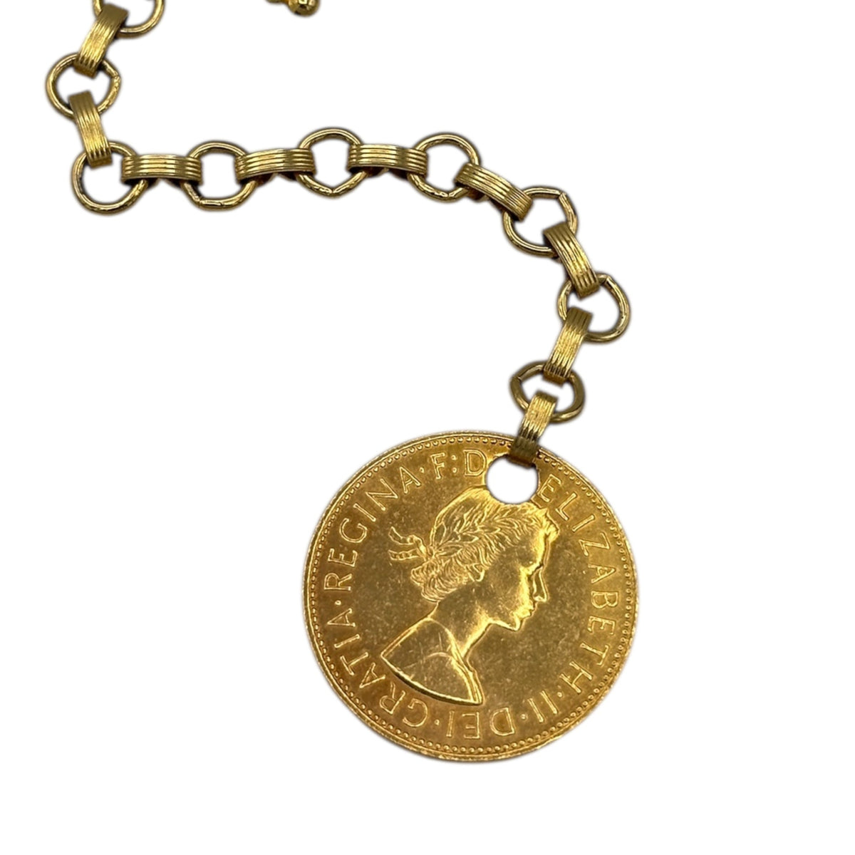Gold Queen Elizabeth Coin Link Belt Vintage Book Chain Style Waist Chain Accessories 24 Wishes Vintage Jewelry
