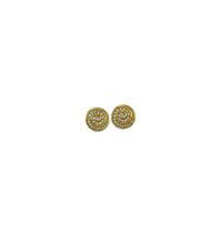 Gold Round Swarovski Clear Crystal Pave Rhinestone Clip - on Earrings - 24 Wishes Vintage Jewelry