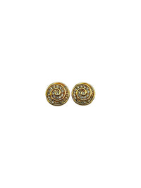 Gold Round Swarovski Clear Crystal Pave Rhinestone Clip - on Earrings - 24 Wishes Vintage Jewelry