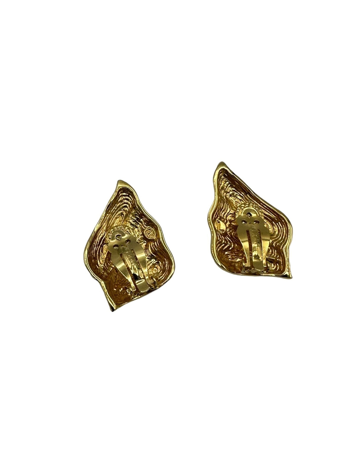 Gold St. John Chunky Classic Clip - On Earrings - 24 Wishes Vintage Jewelry