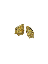 Gold St. John Chunky Classic Clip - On Earrings - 24 Wishes Vintage Jewelry