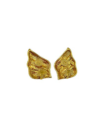 Gold St. John Chunky Classic Clip - On Earrings - 24 Wishes Vintage Jewelry