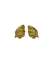 Gold St. John Chunky Classic Clip - On Earrings - 24 Wishes Vintage Jewelry