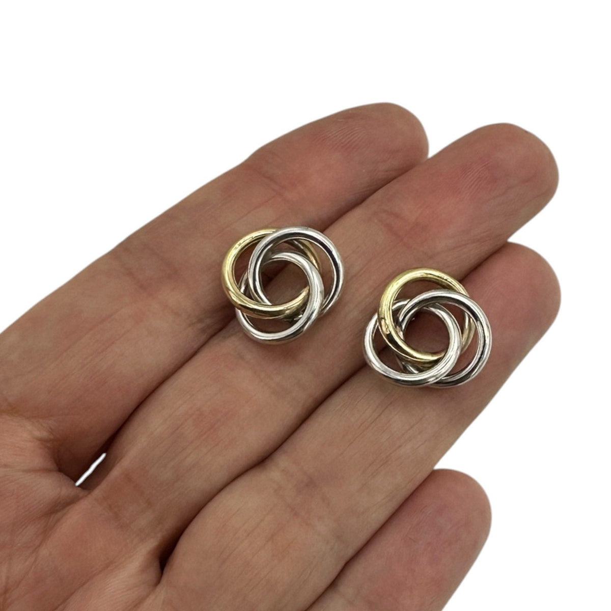 Gold Sterling Silver Love Knot Stud Pierced Earrings
