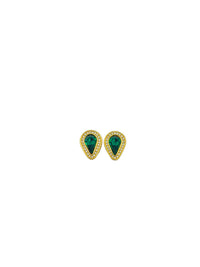 Gold Swarovski Green Crystal Vintage Clip - On Earrings - 24 Wishes Vintage Jewelry