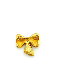 Gold Swarovski Petite Bow Rhinestone Brooch - 24 Wishes Vintage Jewelry