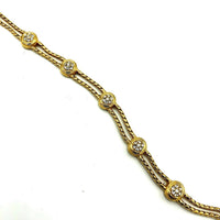 Gold Swarovski White Crystal Chain Bracelet - 24 Wishes Vintage Jewelry