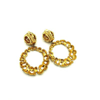 Gold Swirl Door Knocker Vintage Clip - On Earrings - 24 Wishes Vintage Jewelry