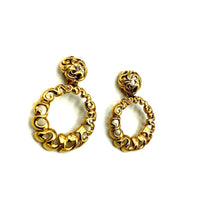 Gold Swirl Door Knocker Vintage Clip - On Earrings - 24 Wishes Vintage Jewelry