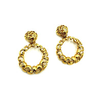 Gold Swirl Door Knocker Vintage Clip - On Earrings - 24 Wishes Vintage Jewelry