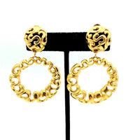 Gold Swirl Door Knocker Vintage Clip - On Earrings - 24 Wishes Vintage Jewelry