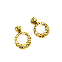 Gold Swirl Door Knocker Vintage Clip - On Earrings - 24 Wishes Vintage Jewelry
