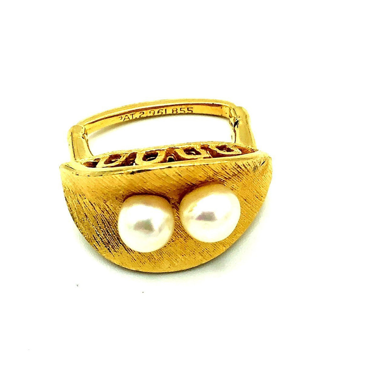 Gold Vendome Culture Pearl Vintage Cocktail Ring - 24 Wishes Vintage Jewelry