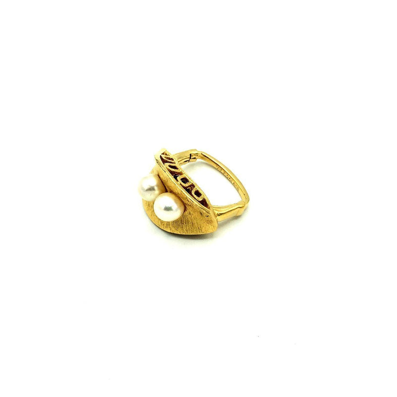 Gold Vendome Culture Pearl Vintage Cocktail Ring - 24 Wishes Vintage Jewelry