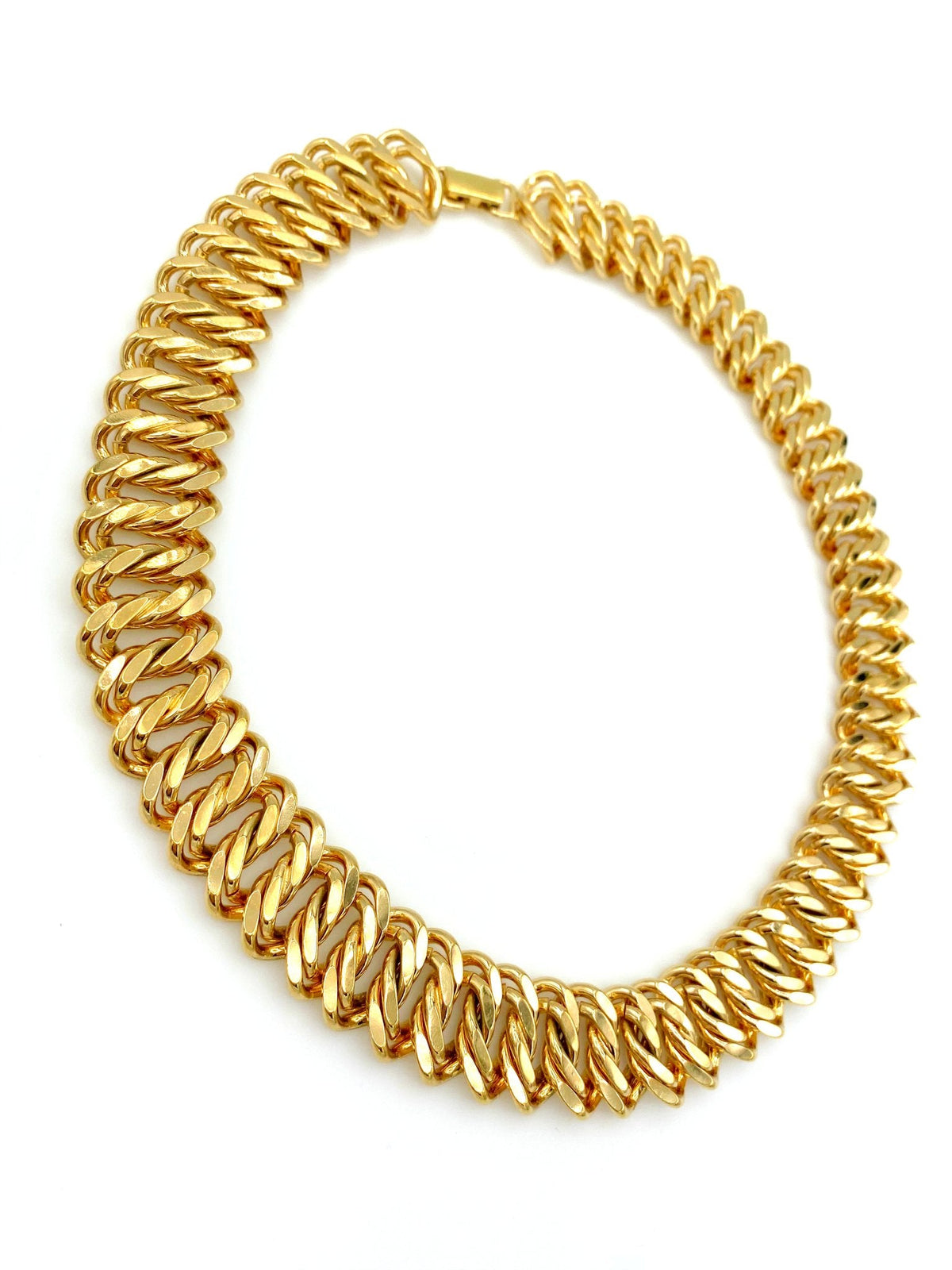 Gold Vintage Napier Wide Chain Link Layering Necklace - 24 Wishes Vintage Jewelry