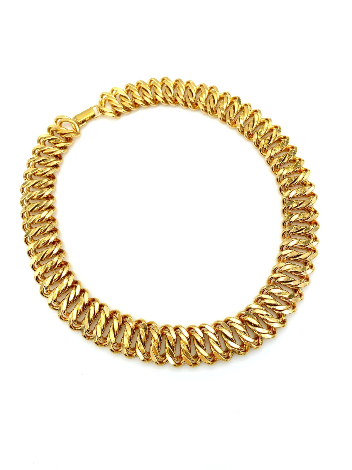 Gold Vintage Napier Wide Chain Link Layering Necklace - 24 Wishes Vintage Jewelry