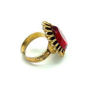 Gold Vintage Ruby Red Cocktail Ring - 24 Wishes Vintage Jewelry