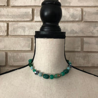 Green & Turquoise Venetian Murano Art Glass Beaded Necklace - 24 Wishes Vintage Jewelry