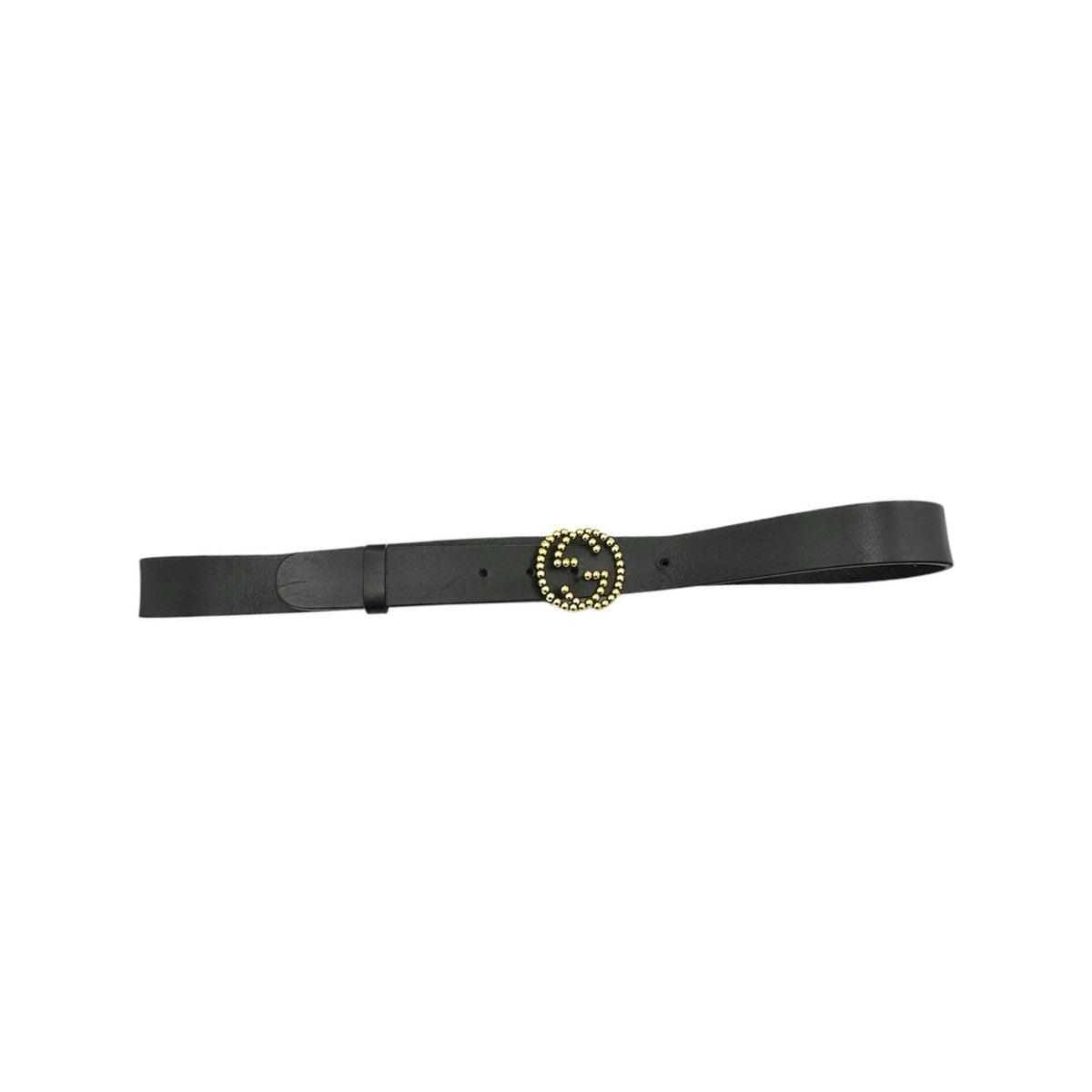 AccessoriesGucci Black Leather Interlocking Beaded GG Belt Italy Size 36