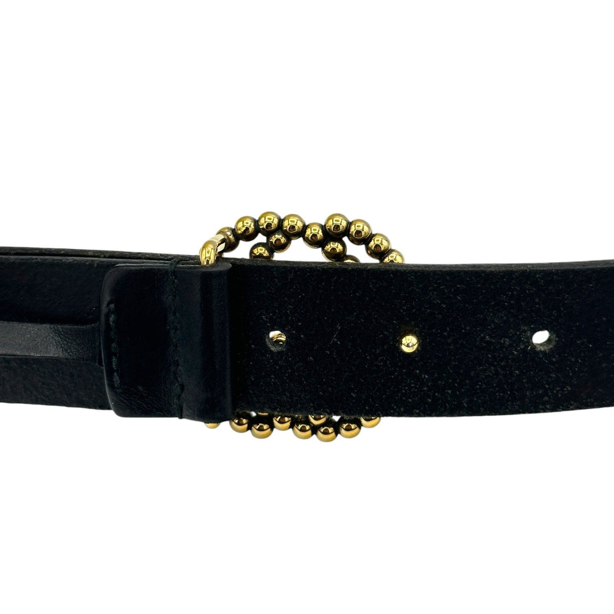 AccessoriesGucci Black Leather Interlocking Beaded GG Belt Italy Size 36