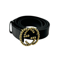 AccessoriesGucci Black Leather Interlocking Beaded GG Belt Italy Size 36