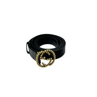 AccessoriesGucci Black Leather Interlocking Beaded GG Belt Italy Size 36