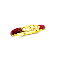 Gucci Gold Vintage Red Leather GG Logo Bangle Bracelet - 24 Wishes Vintage Jewelry