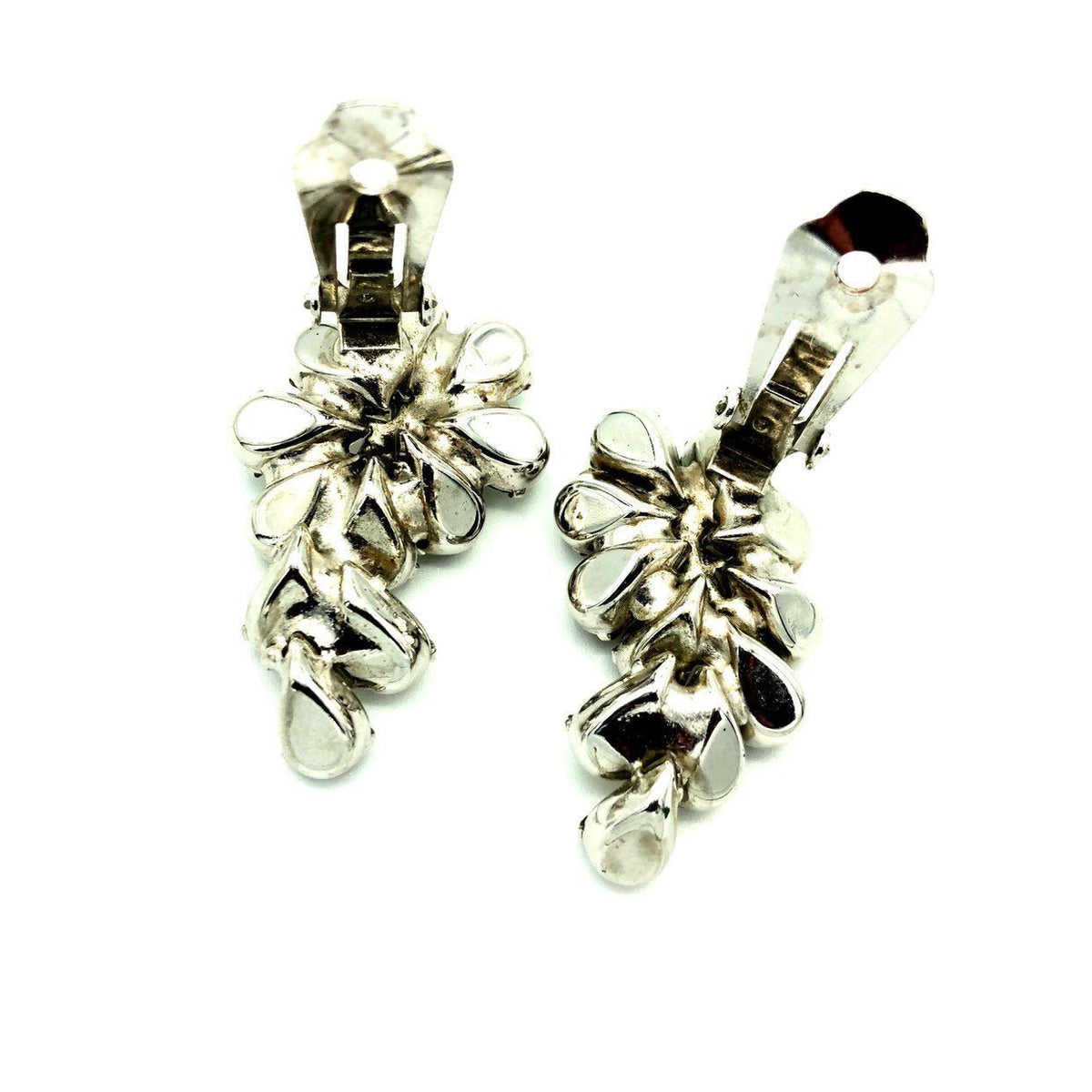 Hattie Carnegie Rhinestone Crawler Vintage Clip - On Earrings - 24 Wishes Vintage Jewelry