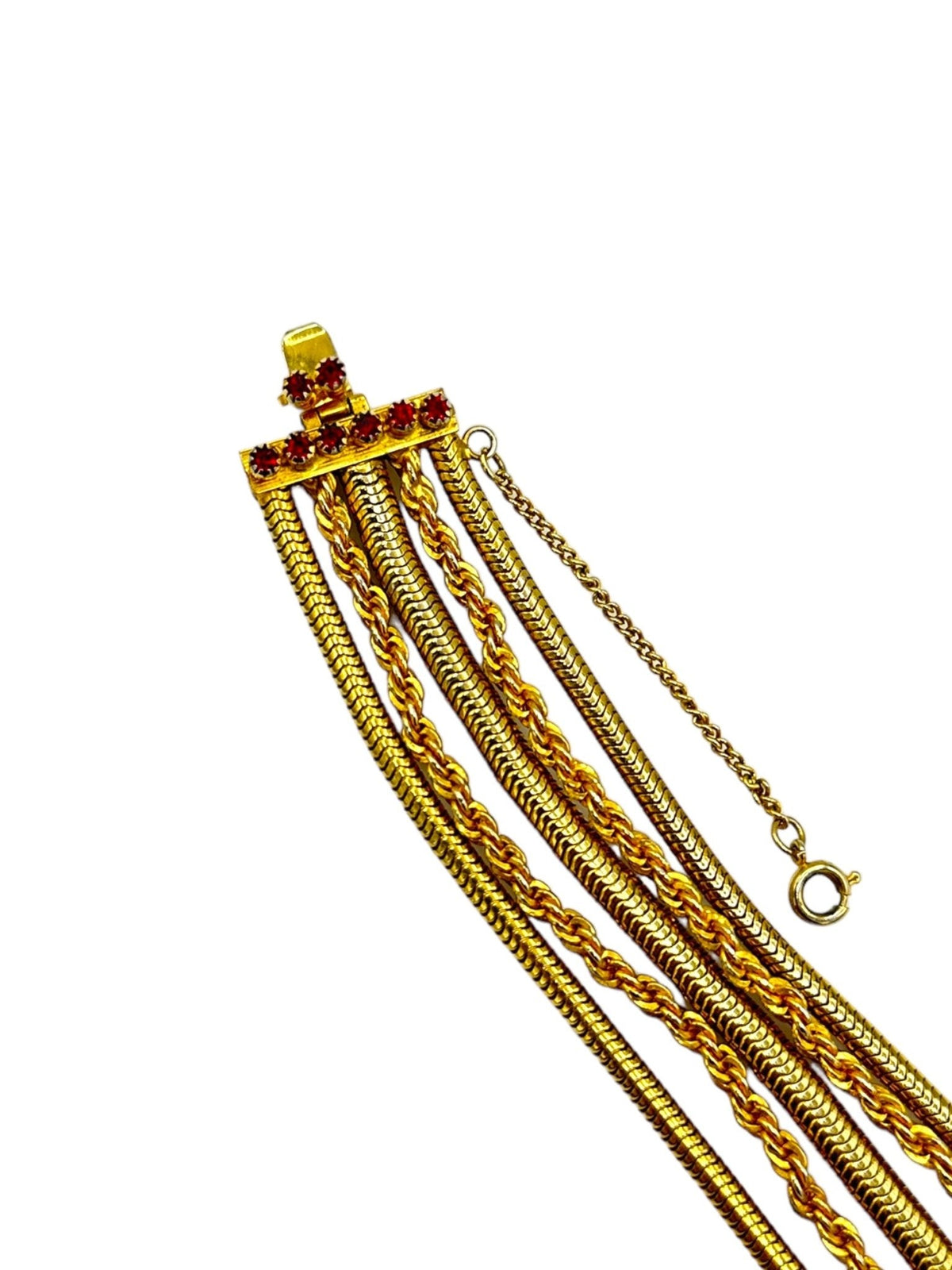 Hattie Carnegie Vintage Jewelry Gold Multi - Chain Fancy Clasp Bracelet - 24 Wishes Vintage Jewelry