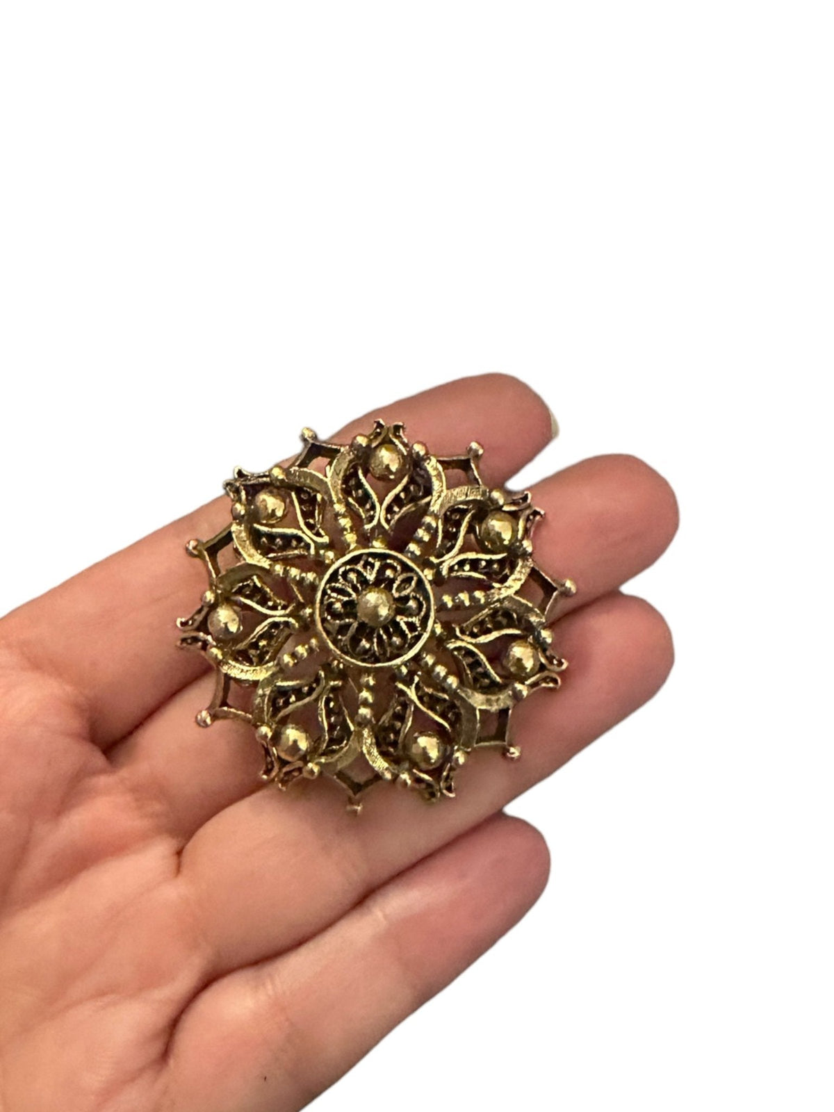 Hedy Antique Gold Layered Floral Brooch Scatter Pin Trio - 24 Wishes Vintage Jewelry