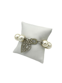 Henri Bendel Large Pearl Rhinestone Heart Charm Vintage Bracelet - 24 Wishes Vintage Jewelry